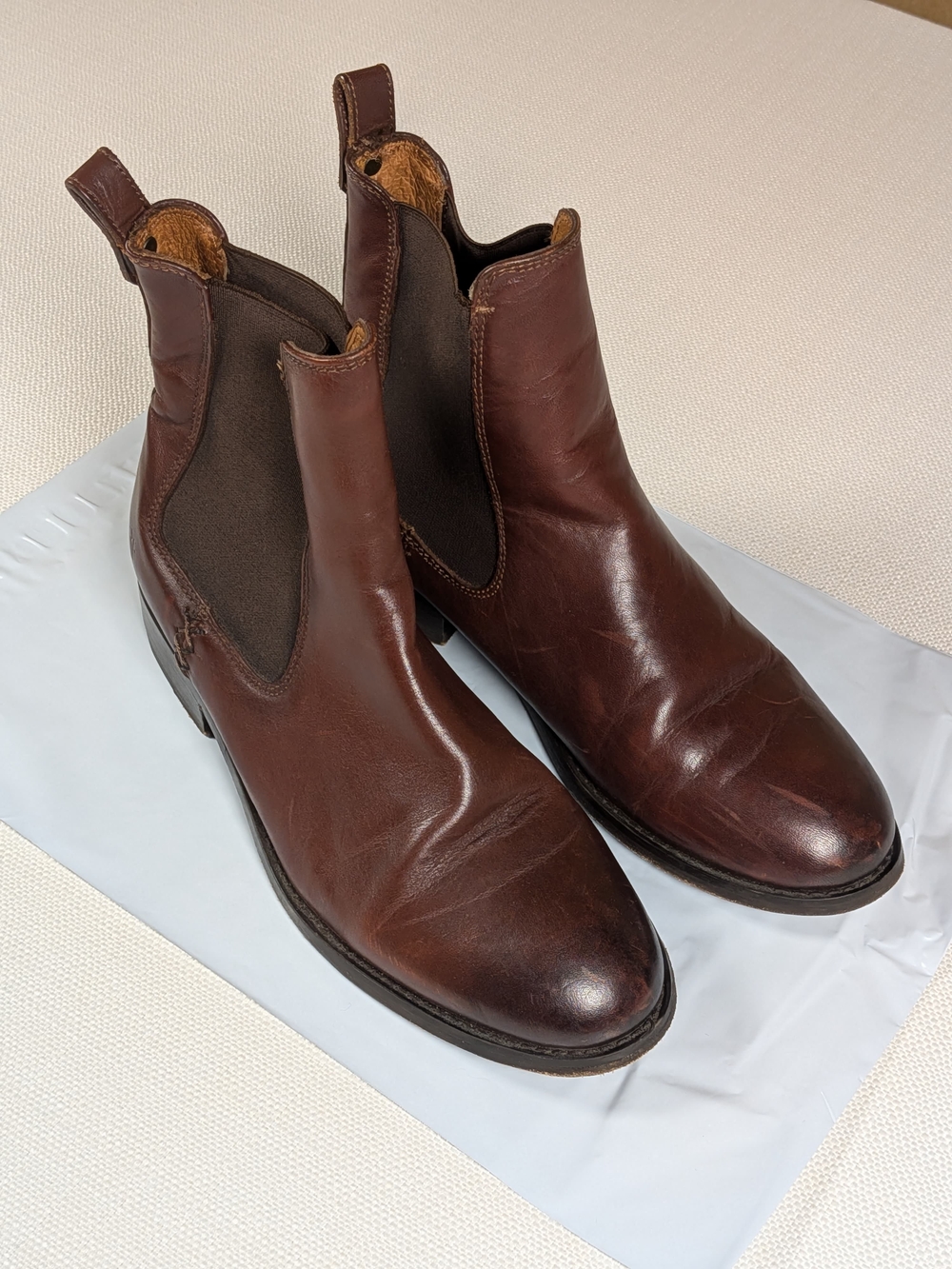 Women's Brown Leather Chelsea Booties - Classic Slip-On Style